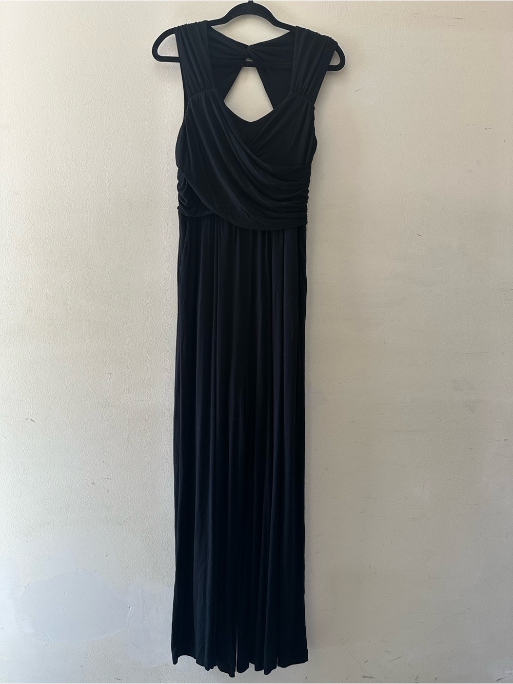 Moulinette Soeurs Black Sleeveless Maxi playsuit with Twist Back Detail